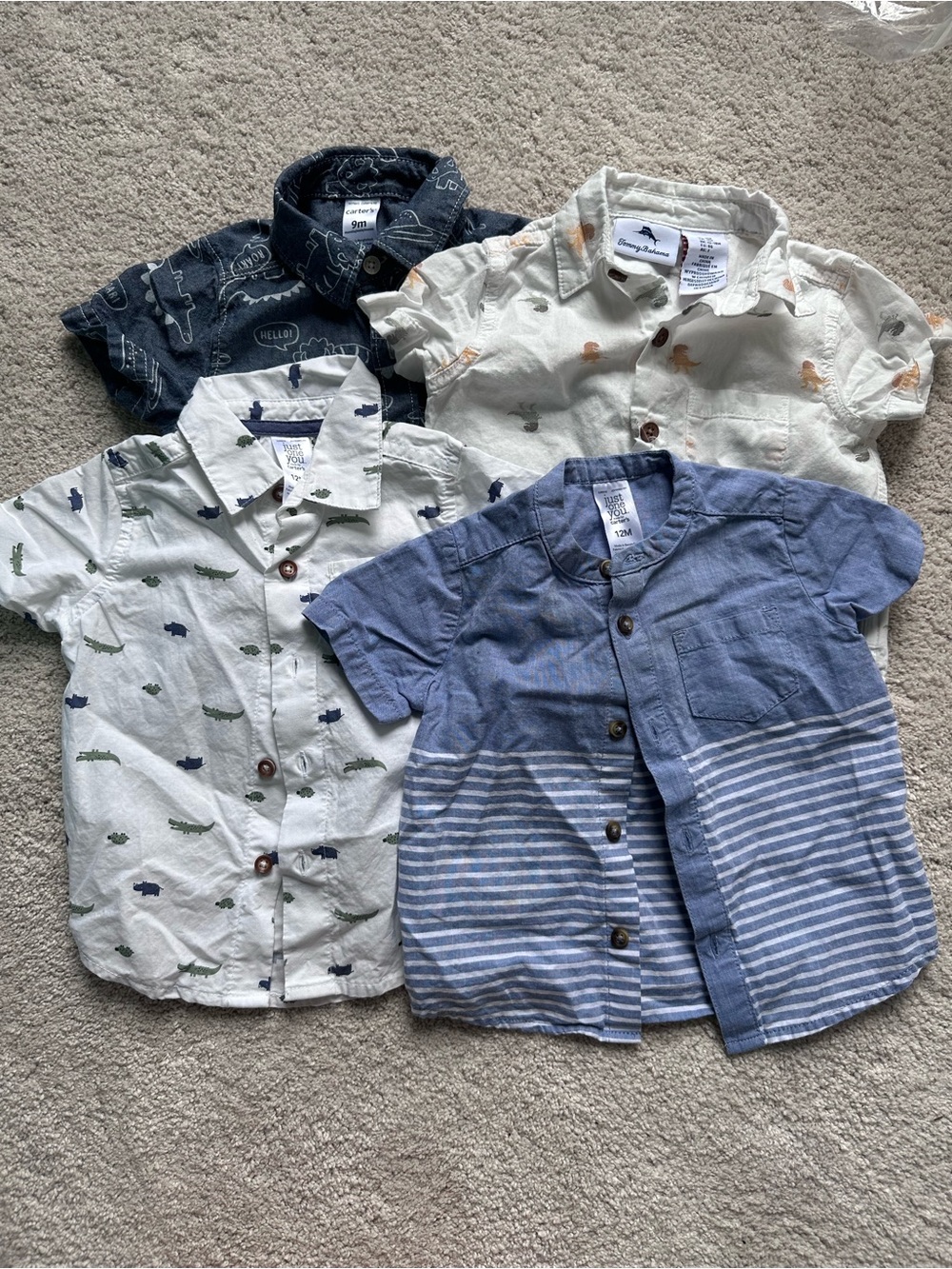 Boys Short-Sleeve Button-Front Shirt - Blue/White